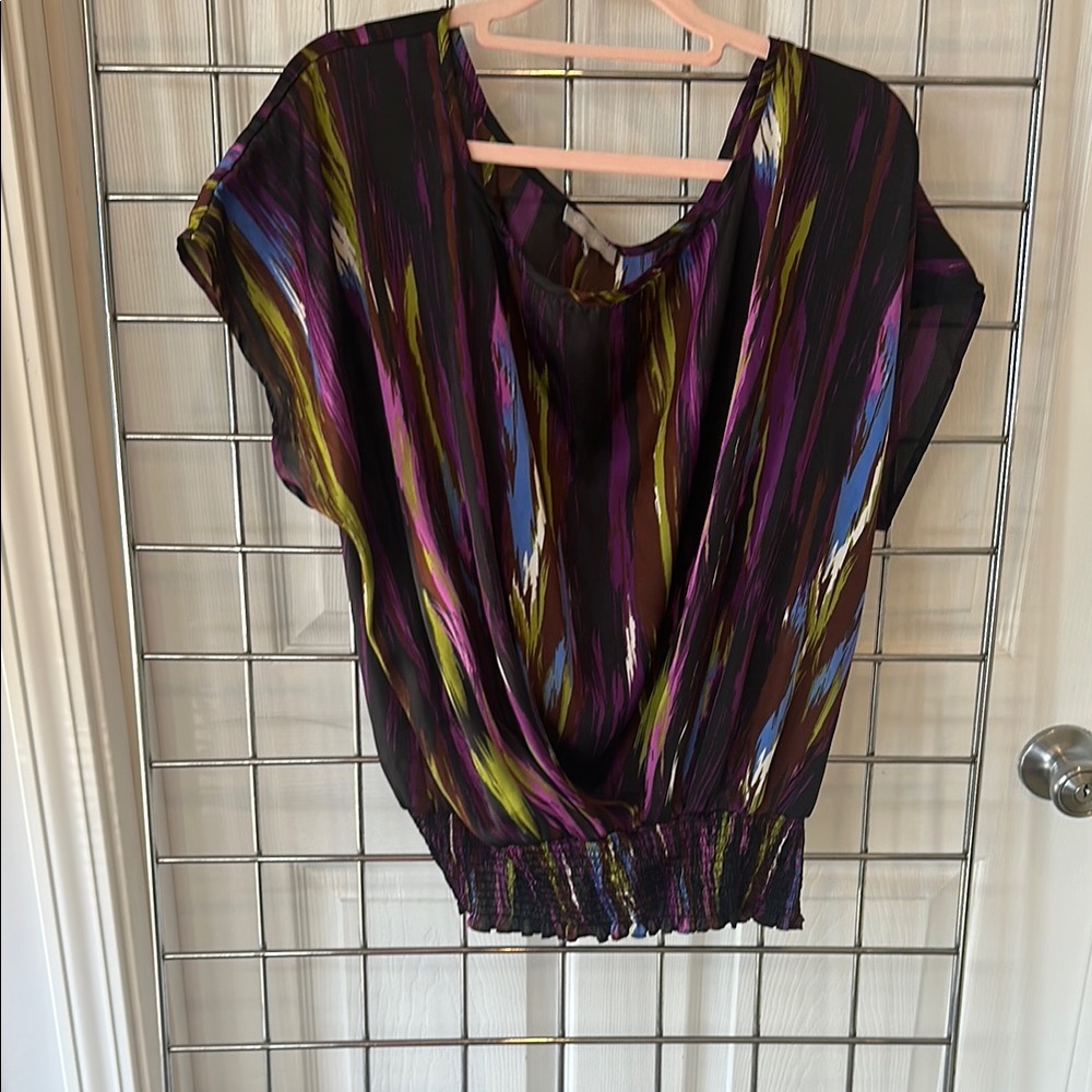 Violet & Claire Purple Gold Relaxed Ruched Blouse